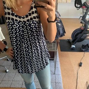 Anthropologie Blue Patterned Tank Top